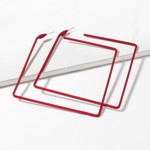 NWT SHEIN Large Hollowed Out Geo Design Earrings - Red - OS